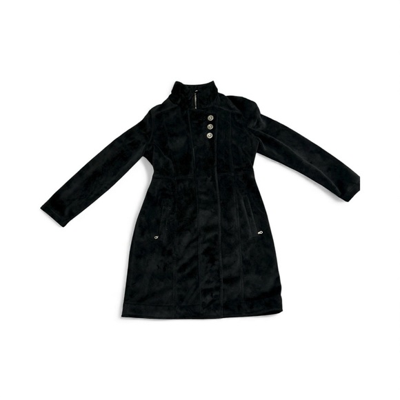 ATHLETA Minka Plush Fleece High Collar Neck Zip Longline Jacket Coat - Picture 3 of 5